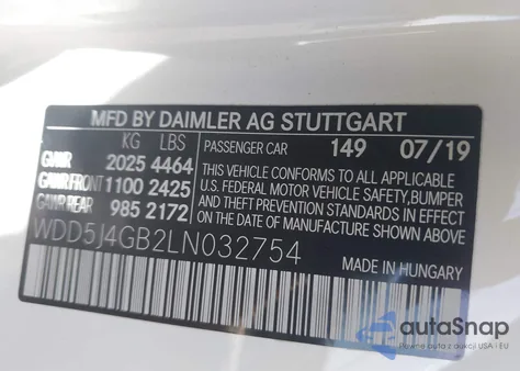 2020 Mercedes-Benz Cla 250 из США, поврежденный, VIN WDD5J4GB2LN032754